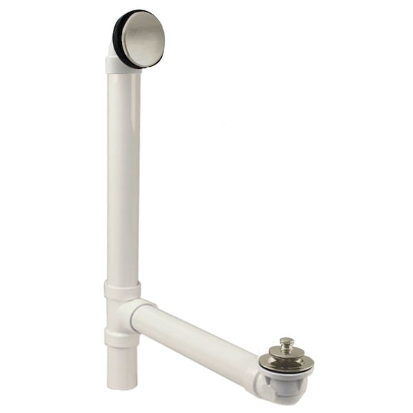 Westbrass Illusionary Overflow 12" & 4" Sch. 40 PVC Bath Waste & Overflow W/ Lift & Turn Bath Drain in SS 494244H-20 - main